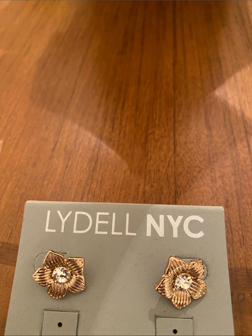 LYDELL NYC Gold Floral Crystal Stud Earrings